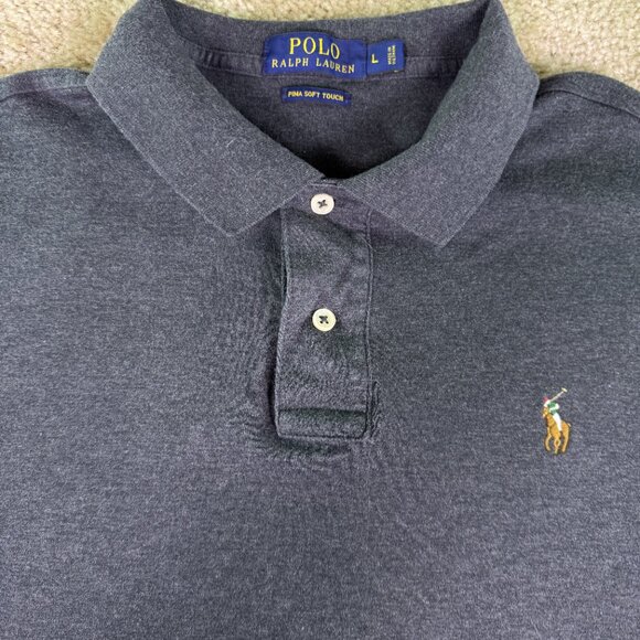 Polo Ralph Lauren Polo Shirt Mens Size Large Gray Pima Soft Touch Cotton F013 - Picture 3 of 10